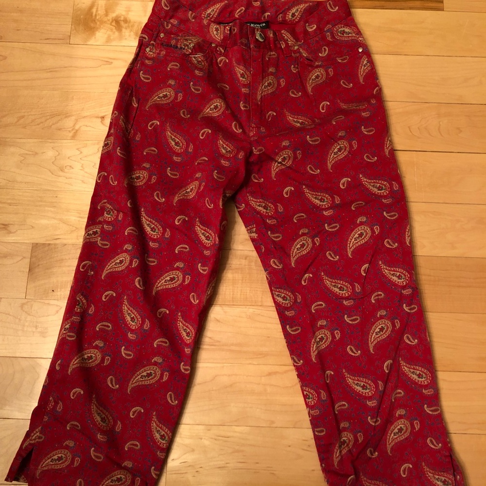 Ralp Lauren Red Paisley Crop Pants Size 4